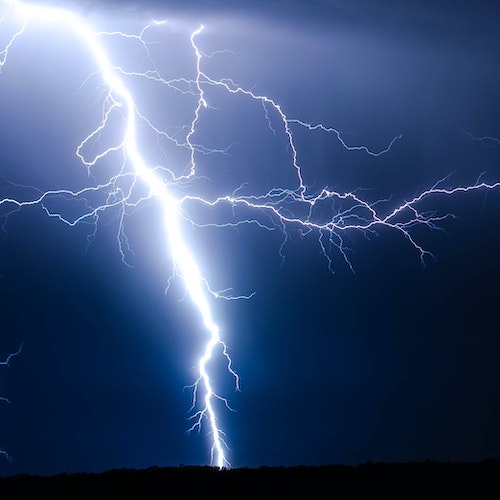 Lightning crackling across the sky